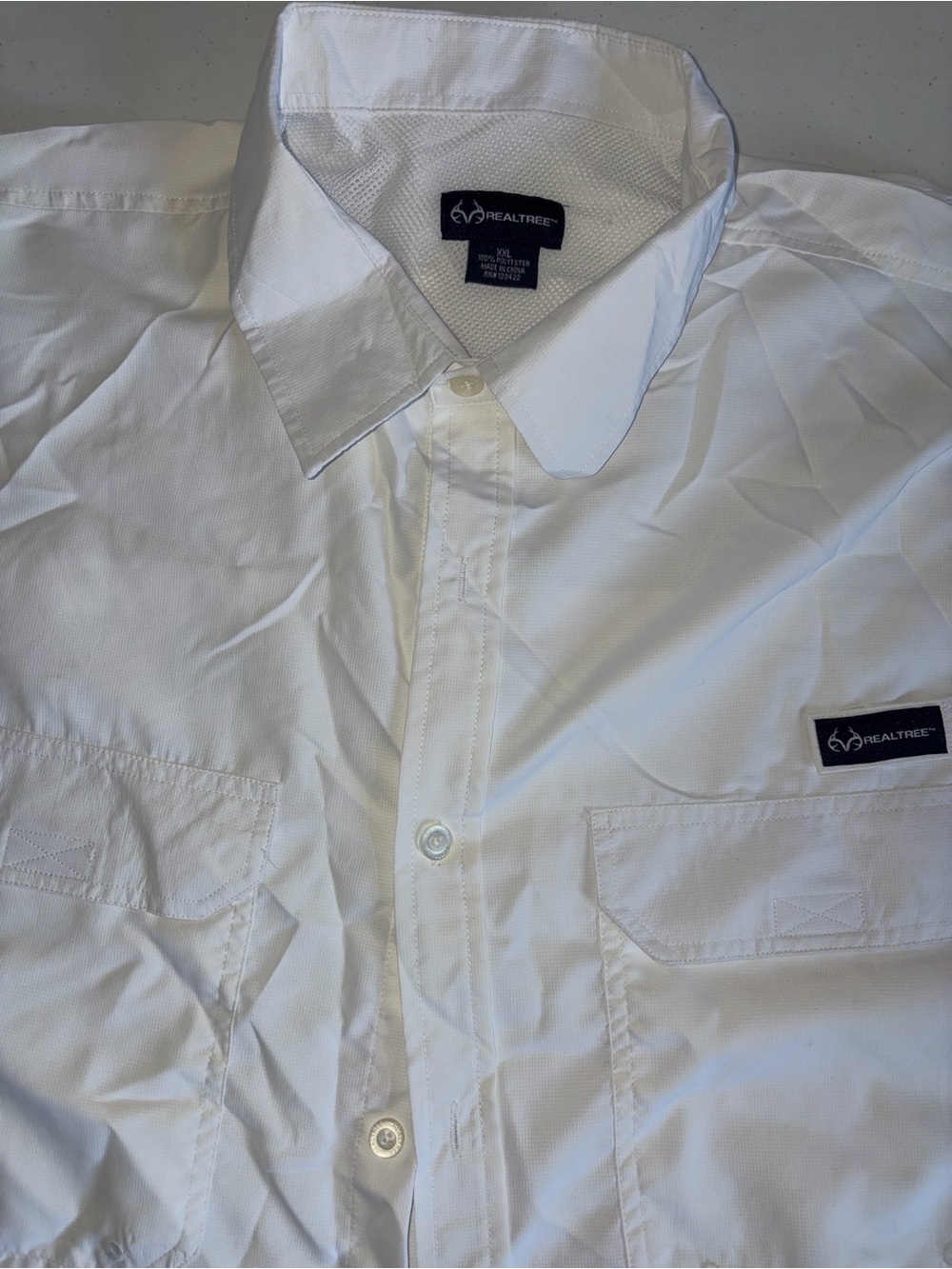 Realtree men’s xxl white fishing summer lightweight beach button up collar shirt